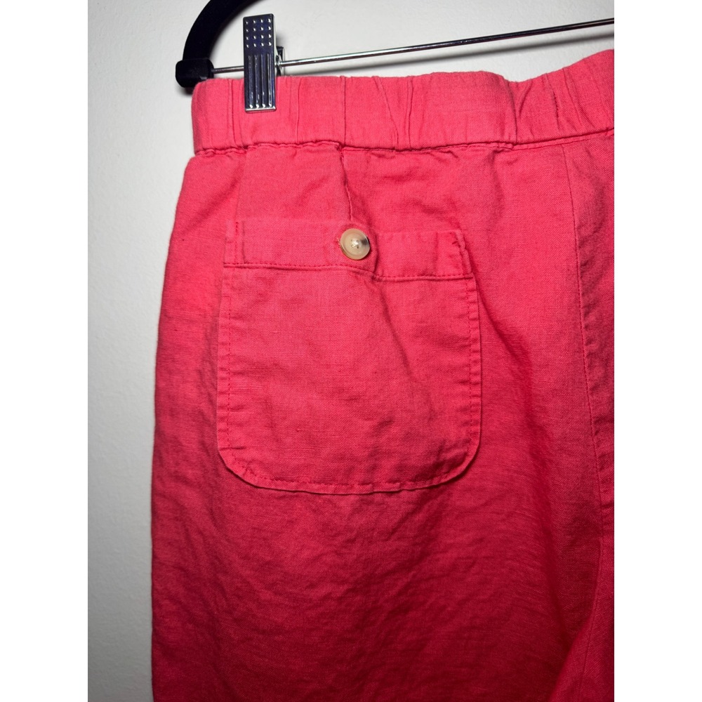 Liz Claiborne Pink Linen Blend Elastic Waist Drawstring Straight Leg Pants Small - Picture 5 of 8